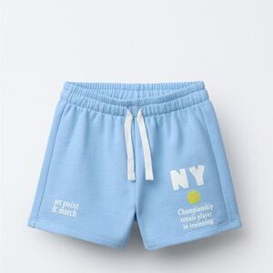 Zara Light Blue Kids Shorts with White Accents